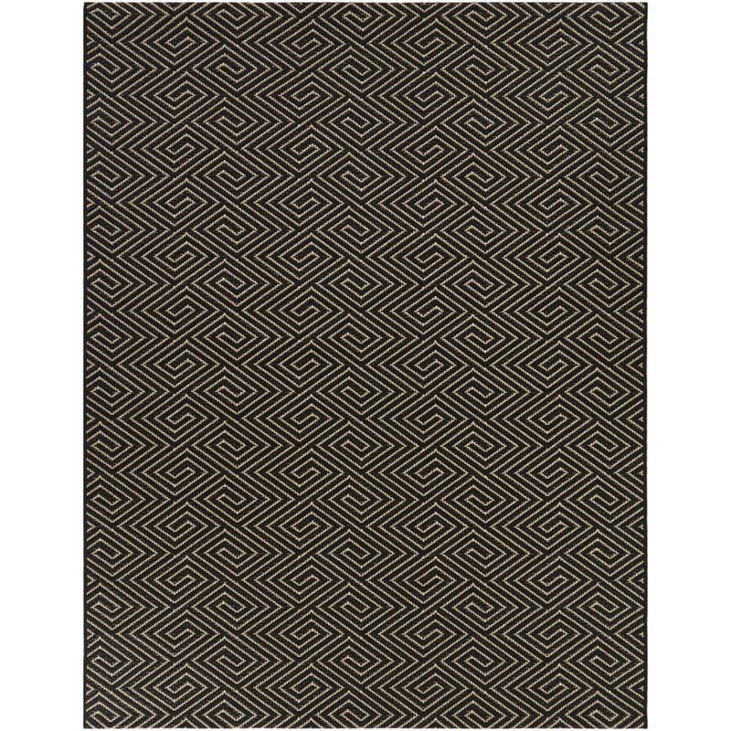 Hampton Bay Black 5 ft. x 7 ft. Concentric Tiles Indoor/Outdoor Area Rug 3134079
