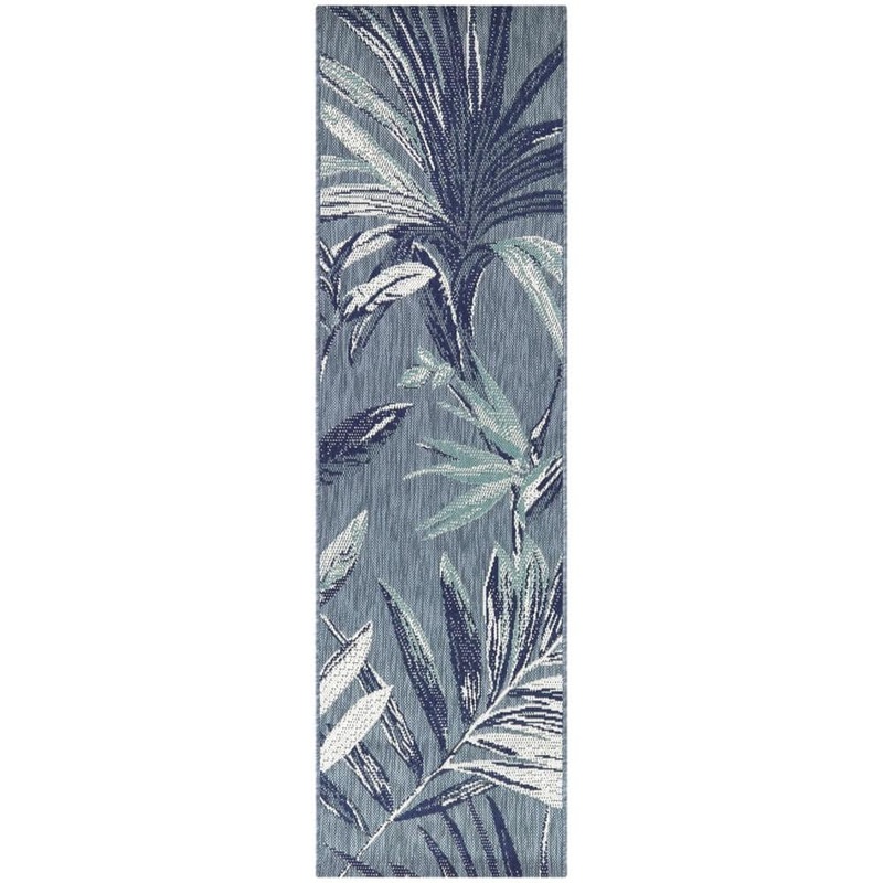 Hampton Bay Blue 2 x 7 Palm Doormat 2 ft. x 7 ft. Area Rug 3123617