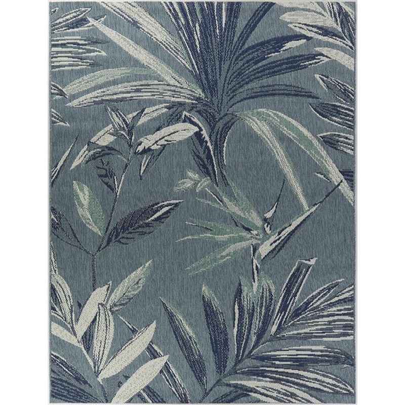 Hampton Bay Blue 4 x 6 Palm Leaf Indoor/Outdoor Area Rug 3123618
