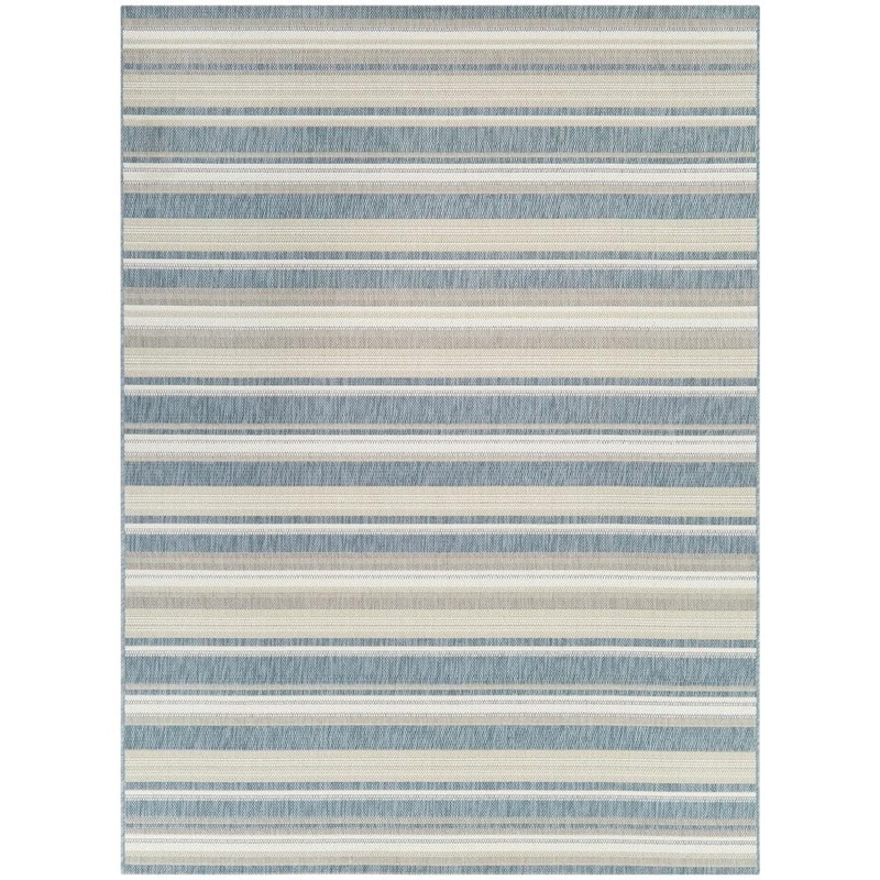 Hampton Bay Blue/Beige 9 ft. x 12 ft. Striped Indoor/Outdoor Area Rug 3105612