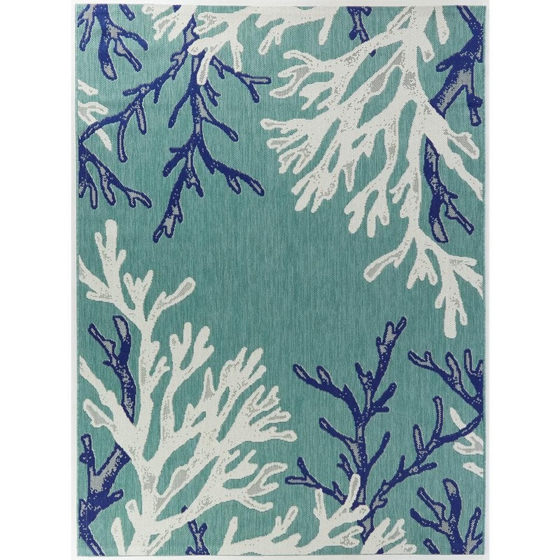 Hampton Bay Blue Reef 8 ft. x 10 ft. Indoor/Outdoor Patio Area Rug 3090528