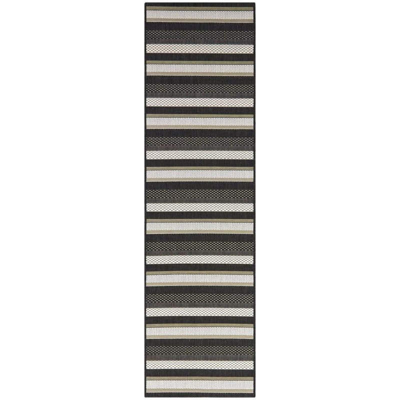 Hampton Bay Brown 2 x 7 Striped Doormat 2 ft. x 7 ft. Area Rug 3123257