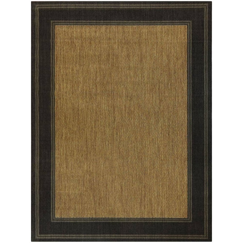 Hampton Bay Brown with Black Border 8 ft. x 10 ft. Indoor/Outdoor Area Rug 3017678