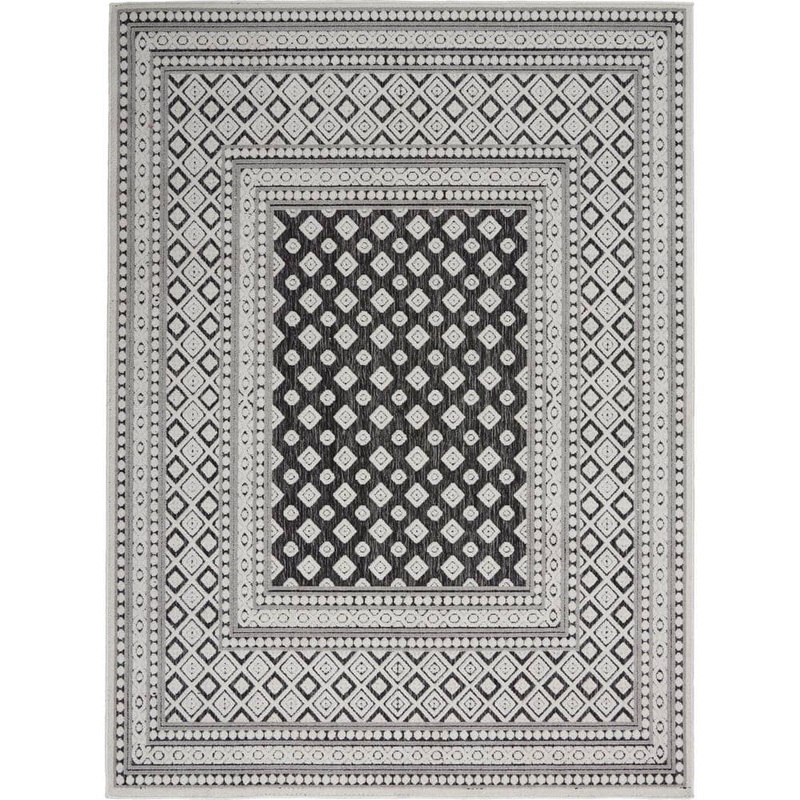 Hampton Bay Calobra Dark Gray 8 ft. x 10 ft. Geometric Contemporary Indoor/Outdoor Patio Area Rug 773081