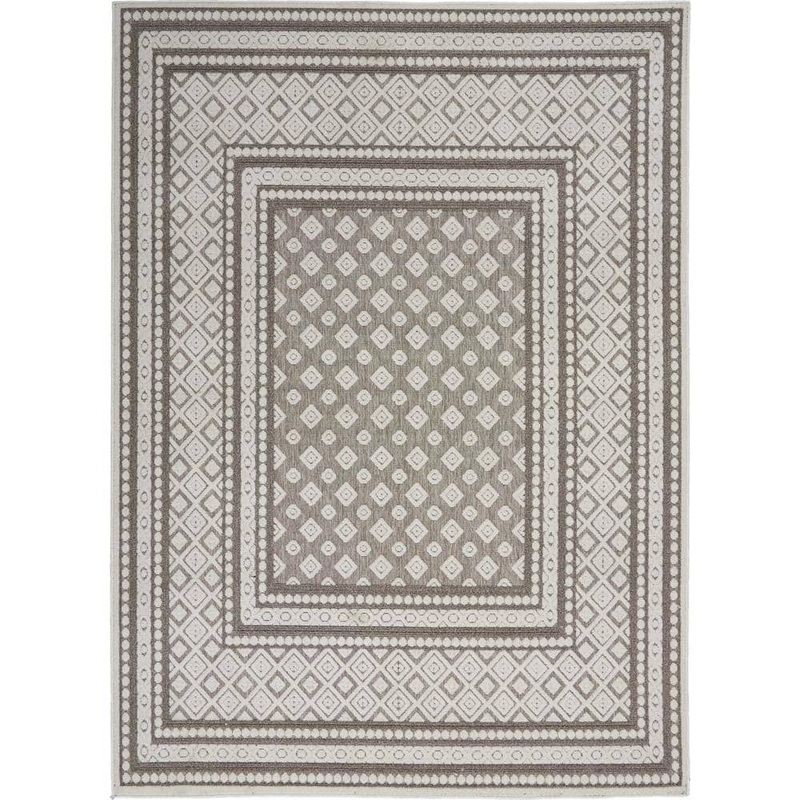 Hampton Bay Calobra Light Gray 4 ft. x 6 ft. Geometric transitional Indoor/Outdoor Patio Area Rug 773135