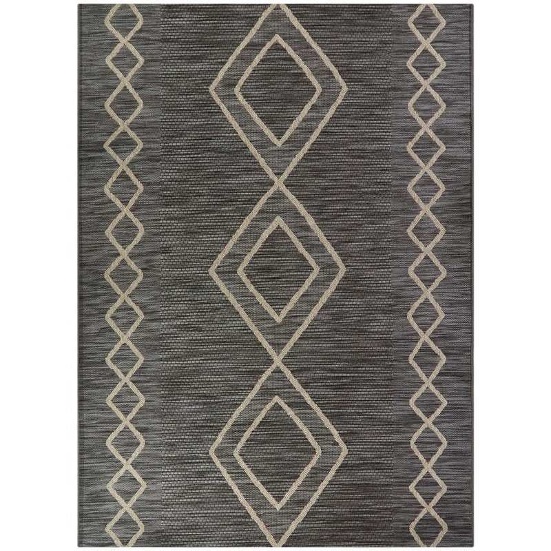 Hampton Bay Dark Brown 8 ft. x 10 ft. Diamond Indoor/Outdoor Area Rug 3105607