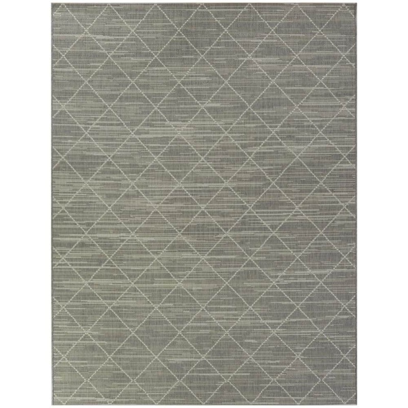 Hampton Bay Gray 5 x 7 Trellis Indoor/Outdoor Area Rug 3091128