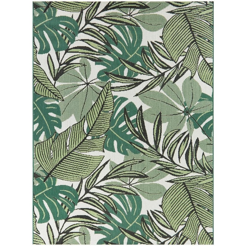 Hampton Bay Green 8 ft. x 10 ft. Palm Indoor/Outdoor Area Rug 3100455