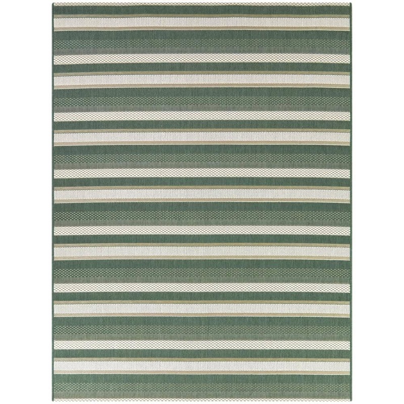 Hampton Bay Green 8 x 10 Striped Indoor/Outdoor Area Rug 3123252