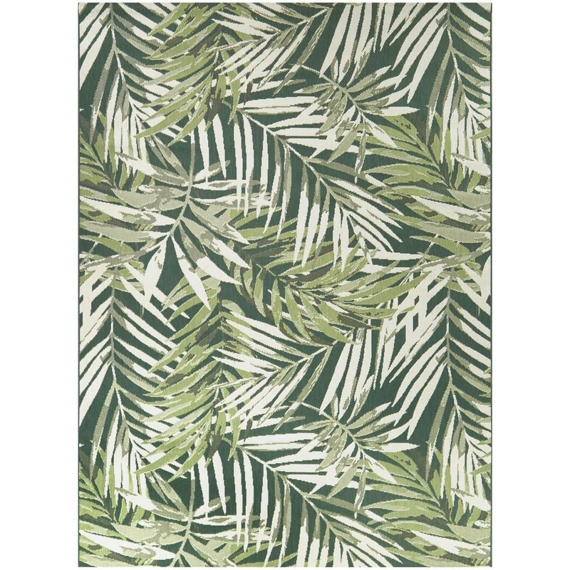 Hampton Bay Green 9 ft. x 12 ft. Palm Indoor/Outdoor Area Rug 3115980
