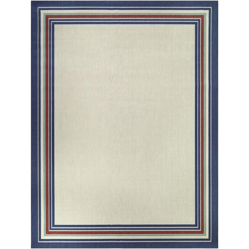 Hampton Bay Multi-Colored 5 ft. x 7 ft. Striped Border Indoor/Outdoor Area Rug 3131374
