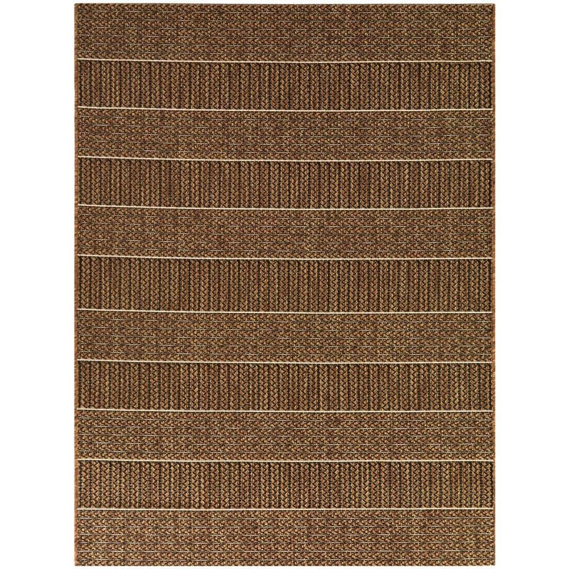 Hampton Bay Natural Stripes Brown Doormat 2 ft. x 7 ft. Border Indoor/Outdoor Area Rug 3126058