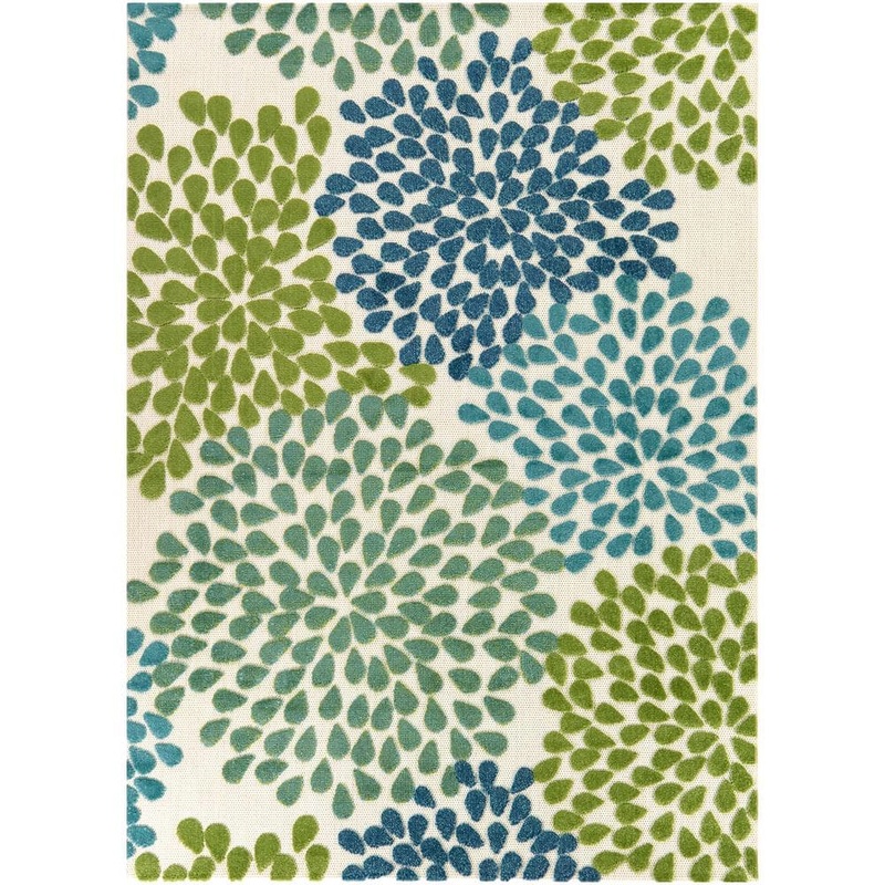 Hampton Bay Park Pointe Green 7 ft. x 9 ft. Color Burst Indoor/Outdoor Area Rug 3125964