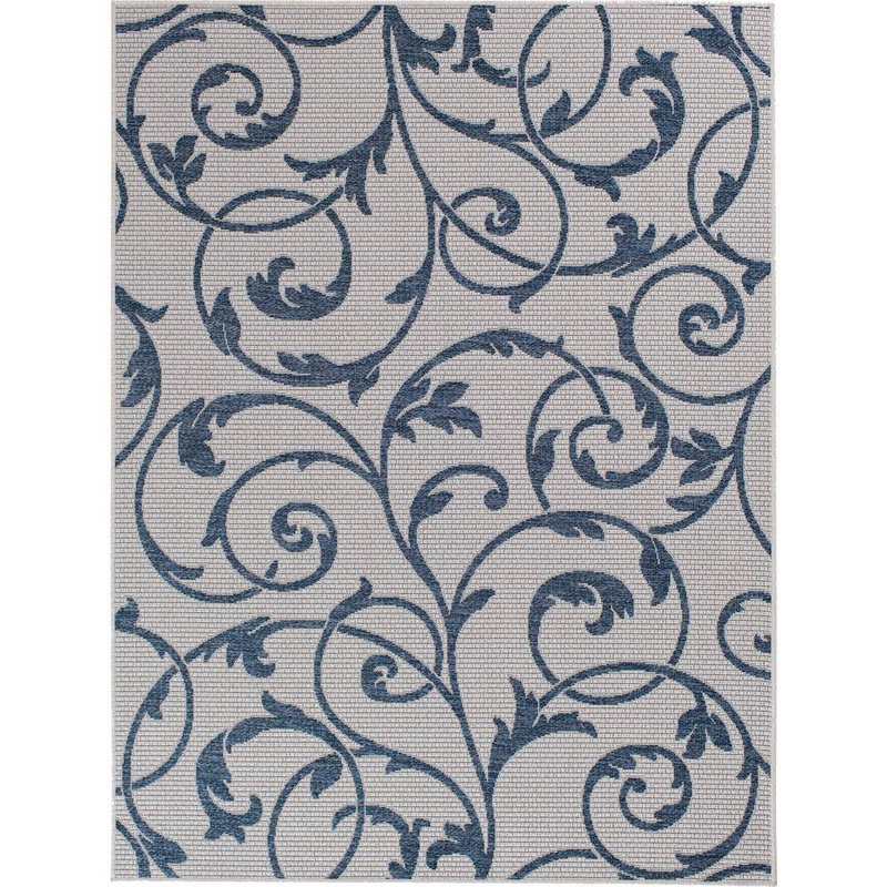 Hampton Bay Santorini Macala Ecru/Cobalt 5 ft. x 8 ft. Indoor/Outdoor Patio Area Rug 1711EO58.107O