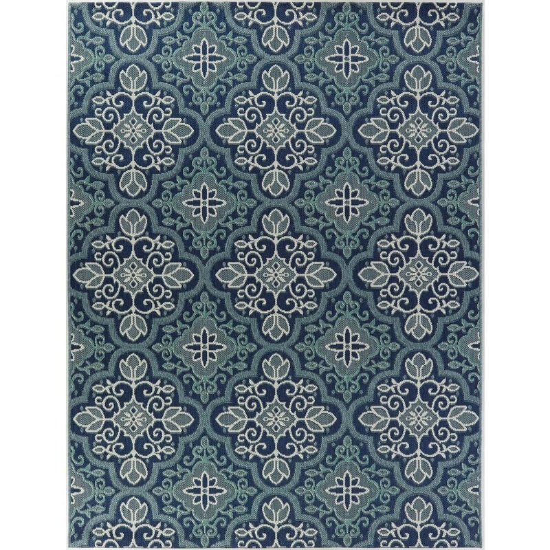 Hampton Bay Star Moroccan Blue 5 ft. x 7 ft. Indoor/Outdoor Patio Area Rug 3091199