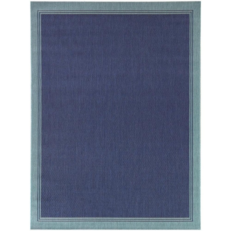 Hampton Bay Terrace Blue 7 ft. x 9 ft. Blue Border Indoor/Outdoor Area Rug 3126012