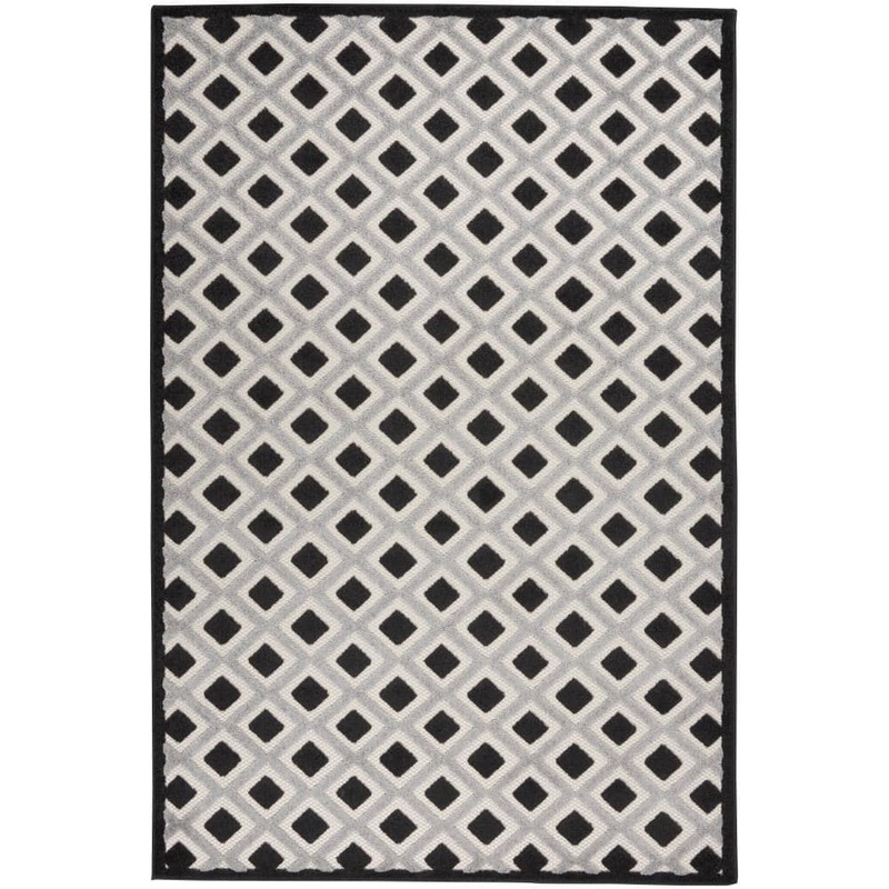 Home Decorators Collection Aloha Black White 4 ft. x 6 ft. Geometric Contemporary Indoor/Outdoor Patio Area Rug 829481