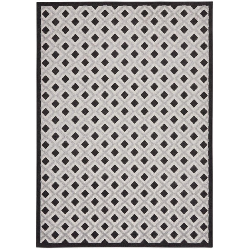 Home Decorators Collection Aloha Black White 8 ft. x 11 ft. Geometric Contemporary Indoor/Outdoor Patio Area Rug 829528