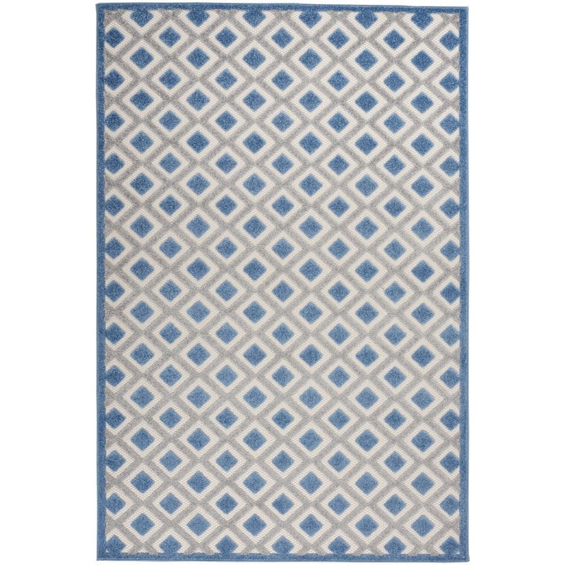 Home Decorators Collection Aloha Blue/Gray 4 ft. x 6 ft. Geometric Contemporary Indoor/Outdoor Patio Area Rug 829290