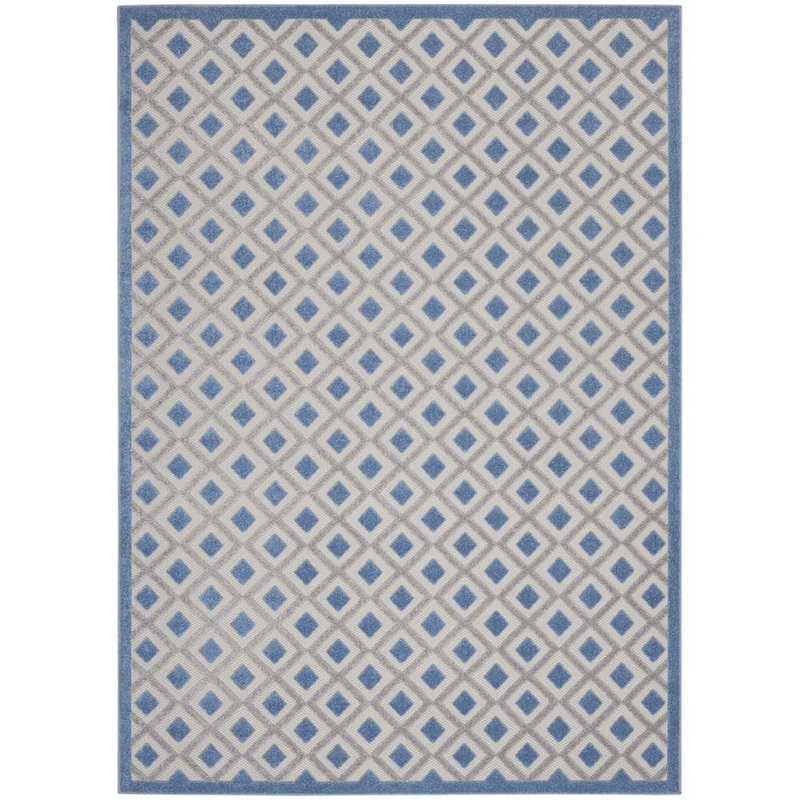 Home Decorators Collection Aloha Blue/Gray 8 ft. x 11 ft. Geometric Contemporary Indoor/Outdoor Patio Area Rug 829313