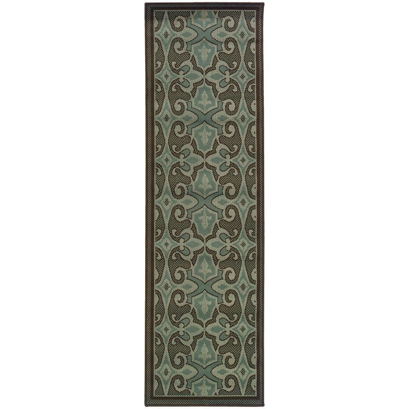 Home Decorators Collection Monterrey Blue 2 ft. x 8 ft. Indoor/Outdoor Patio Runner Rug 0519060310
