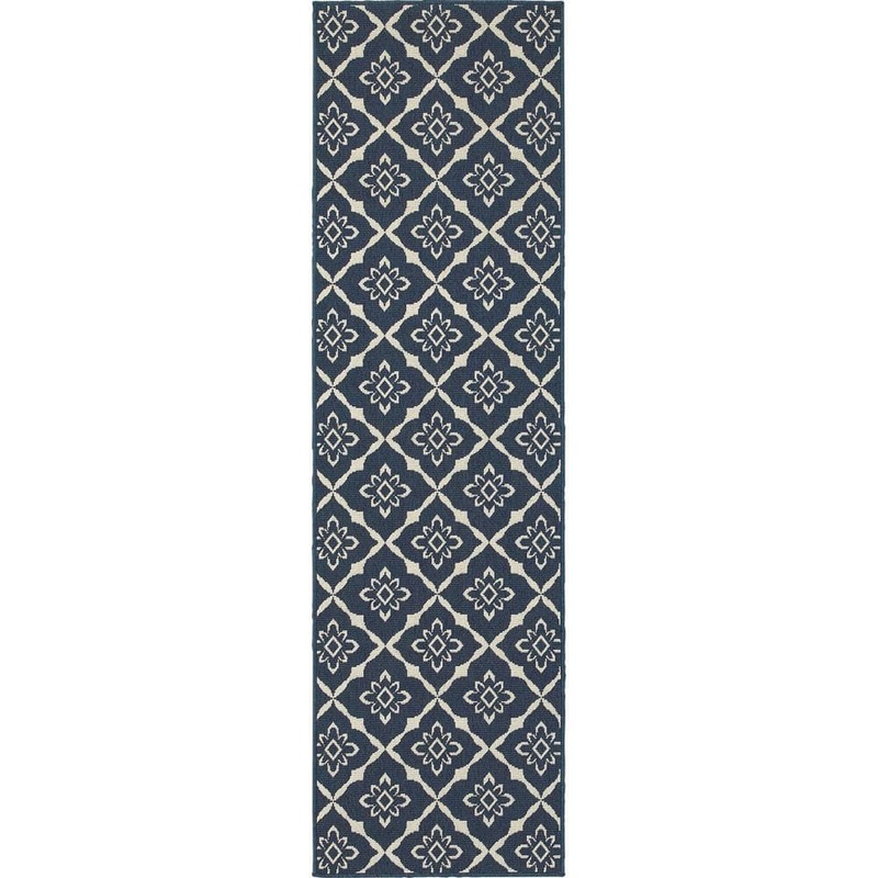 Home Decorators Collection Odyssey Navy 2 ft. x 8 ft. Indoor/Outdoor Patio Runner Rug 9526570320