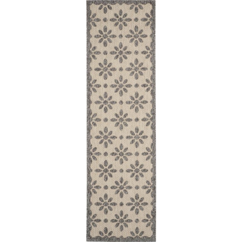 Home Decorators Collection Palamos Cream 2 ft. x 10 ft. Kitchen Runner Geometric Contemporary Indoor/Outdoor Patio Area Rug 774316