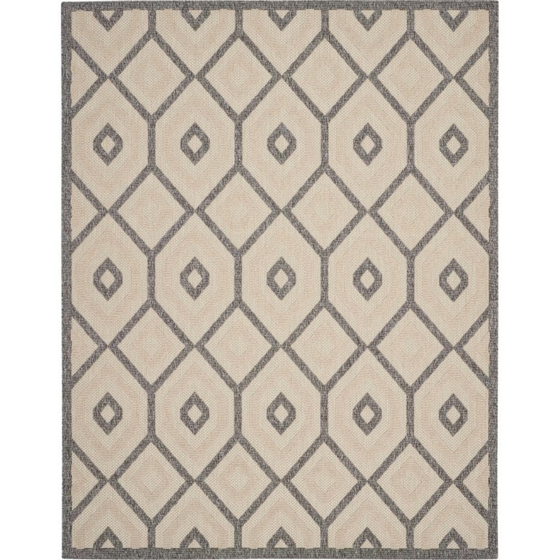 Home Decorators Collection Palamos Cream 8 ft. x 10 ft. Geometric Contemporary Indoor/Outdoor Patio Area Rug 774279