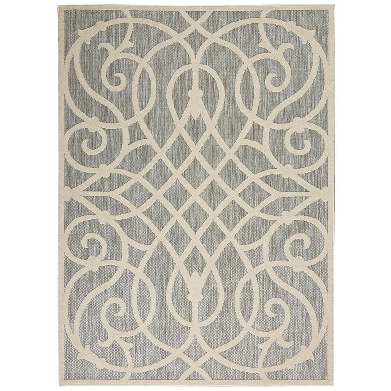 Home Decorators Collection Palamos Gray 4 ft. x 6 ft. Geometric Contemporary Indoor/Outdoor Patio Area Rug 774644
