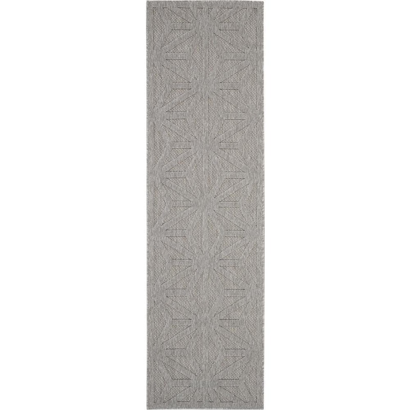 Home Decorators Collection Palamos Light Gray 2 ft. x 8 ft. Geometric Modern Kitchen Runner Indoor/Outdoor Patio Area Rug 773944