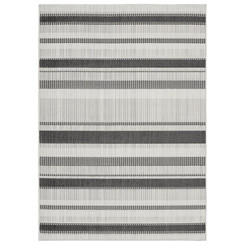 Home Dynamix Tripoli Mateo Charcoal/Cream 8 ft. x 10 ft. Striped Indoor/Outdoor Area Rug 1-8788-484
