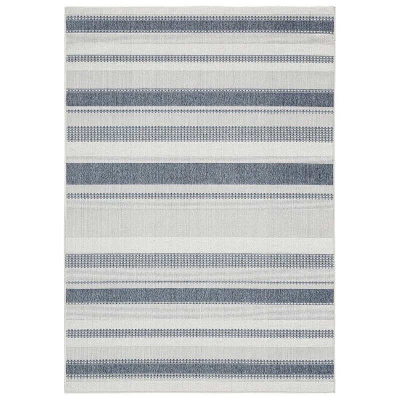 Home Dynamix Tripoli Mateo Dark Blue/Cream 5 ft. x 7 ft. Striped Indoor/Outdoor Area Rug 2-8788-724