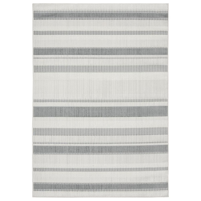 Home Dynamix Tripoli Mateo Gray/Cream 5 ft. x 7 ft. Striped Indoor/Outdoor Area Rug 2-8788-58