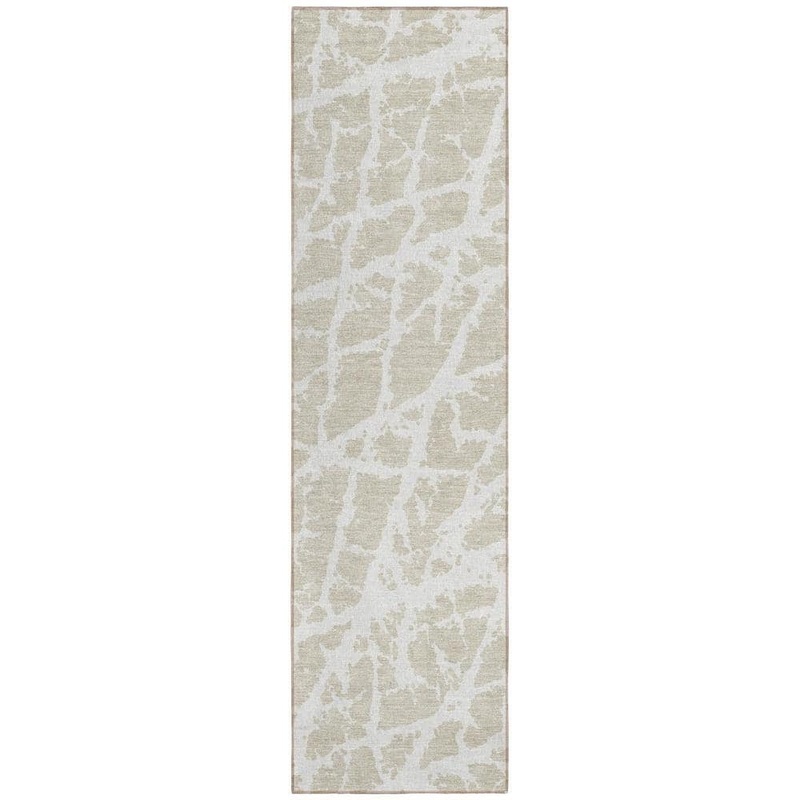 HomeRoots Beige and Ivory 2 ft. x 7 ft. Abstract Indoor / Outdoor Area Rug 2000559227