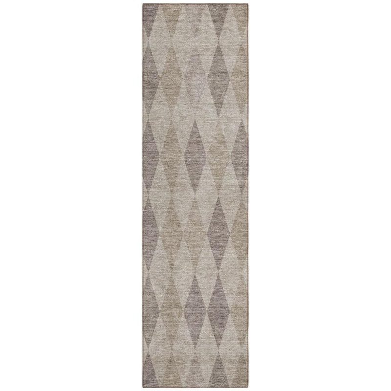 HomeRoots Beige Taupe and Brown 2 ft. x 8 ft. Woven Geometric Runner Indoor/Outdoor Area Rug 2000563215