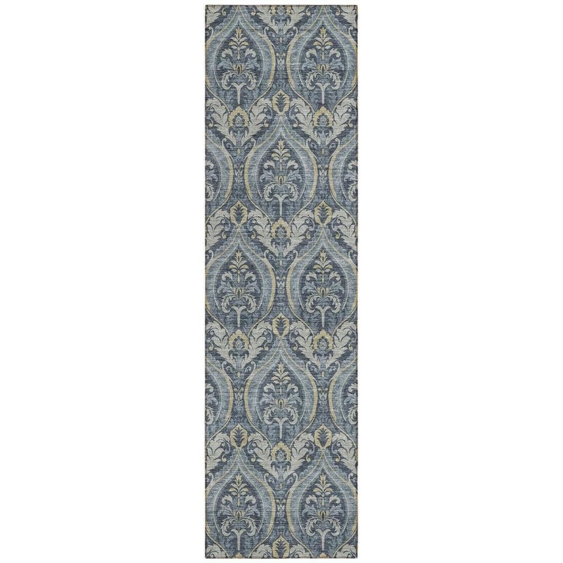 HomeRoots Blue and Cream 2 ft. x 8 ft. Woven Trellis Runner Indoor/Outdoor Area Rug 2000563863