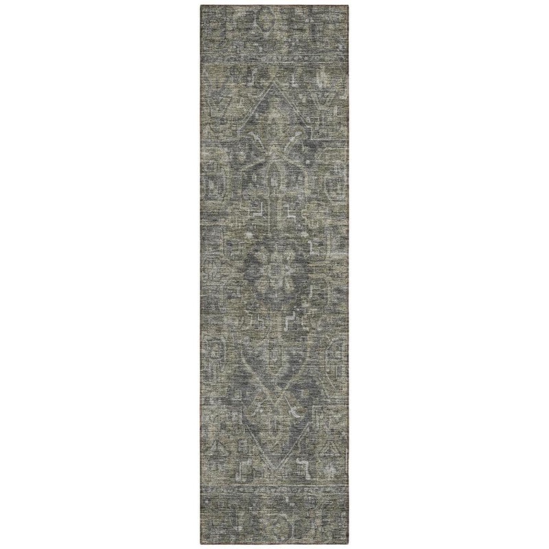 HomeRoots Brown and Black 2 ft. x 8 ft. Woven Oriental Runner Indoor/Outdoor Area Rug 2000563818