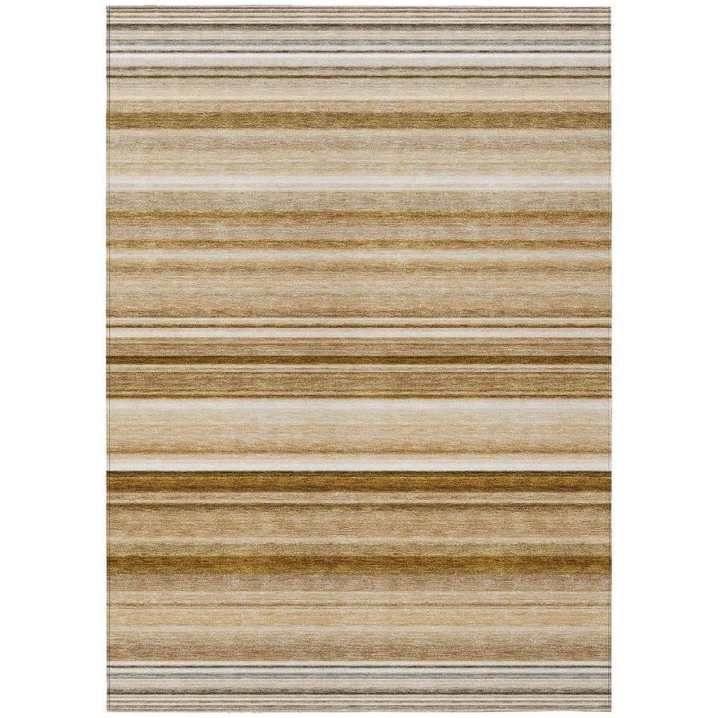 HomeRoots Choclate 9 ft. x 12 ft. Woven Striped Polyester Rectangle Indoor/Outdoor Area Rug 2000561012