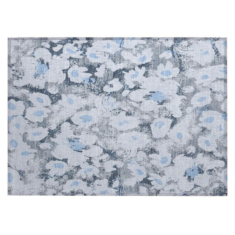 HomeRoots Denim Blue 2 ft. x 3 ft. Woven Floral Rectangle Indoor/Outdoor Area Rug 2000561705