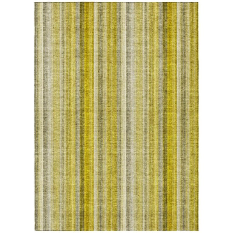 HomeRoots Gold 10 ft. x 14 ft. Woven Striped Rectangle Indoor/Outdoor Area Rug 2000562037