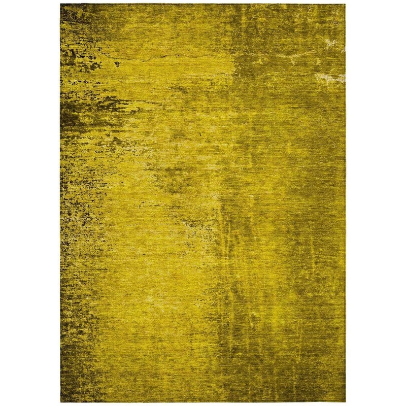 HomeRoots Gold 8 ft. x 10 ft. Woven Abstract Rectangle Indoor/Outdoor Area Rug 2000562683