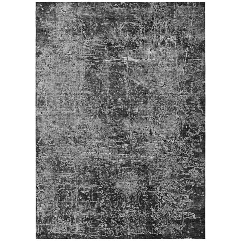 HomeRoots Gray 5 ft. x 8 ft. Woven Abstract Rectangle Indoor/Outdoor Area Rug 2000563110