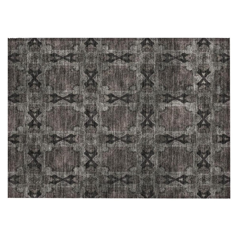 HomeRoots Gray and Black 2 ft. x 3 ft. Woven Floral;Medallion Rectangle Indoor/Outdoor Area Rug 2000563421