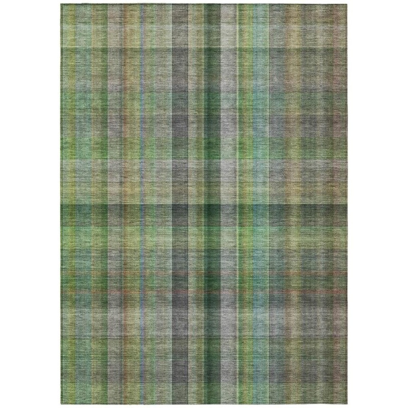 HomeRoots Green 3 ft. x 5 ft. Woven Plaid Rectangle Indoor/Outdoor Area Rug 2000562230