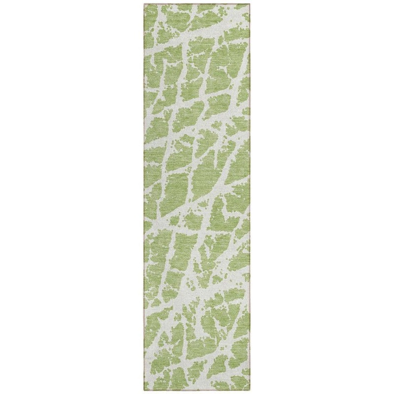 HomeRoots Green and White 2 ft. x 7 ft. Abstract Indoor / Outdoor Area Rug 2000559623