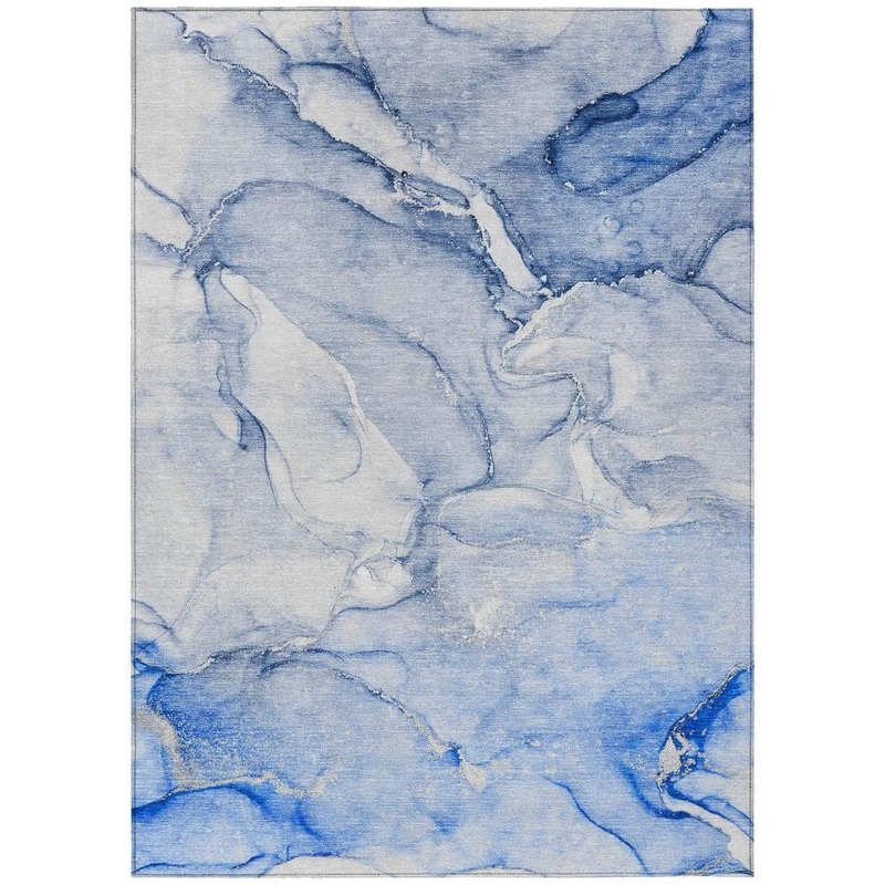 HomeRoots Navy Blue 10 ft. x 14 ft. Woven Abstract Polyester Rectangle Indoor/Outdoor Area Rug 2000560228