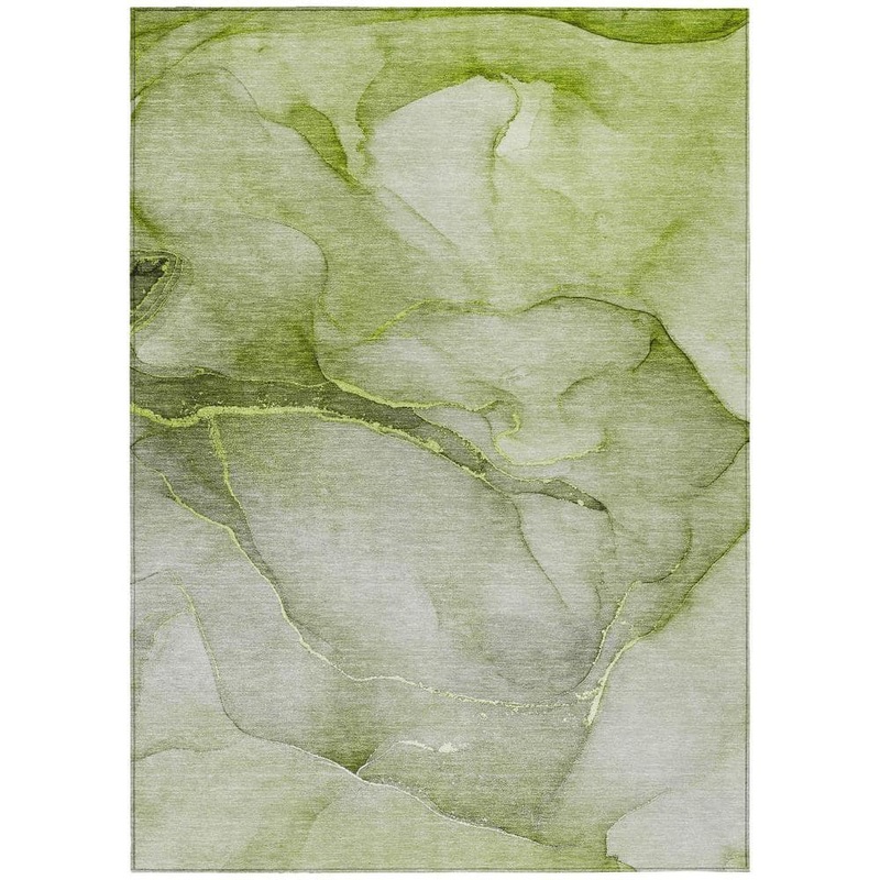 HomeRoots Olive Green 9 ft. x 12 ft. Abstract Indoor / Outdoor Area Rug 2000559827