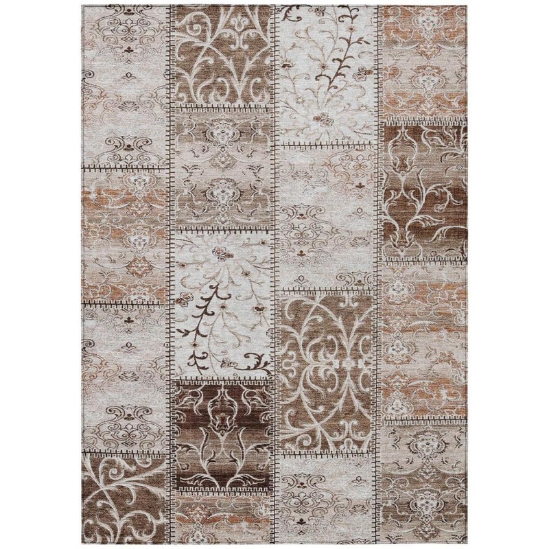 HomeRoots Taupe and Ivory 5 ft. x 8 ft. Woven Plaid Rectangle Indoor/Outdoor Area Rug 2000563524