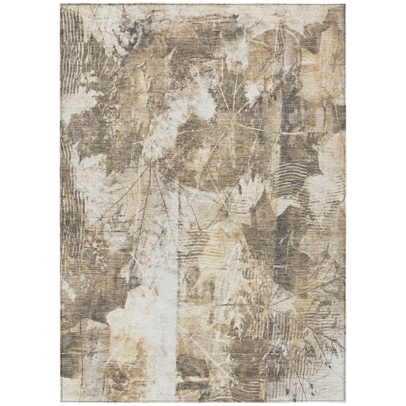 HomeRoots Taupe and Ivory 9 ft. x 12 ft. Woven Floral Rectangle Indoor/Outdoor Area Rug 2000563167
