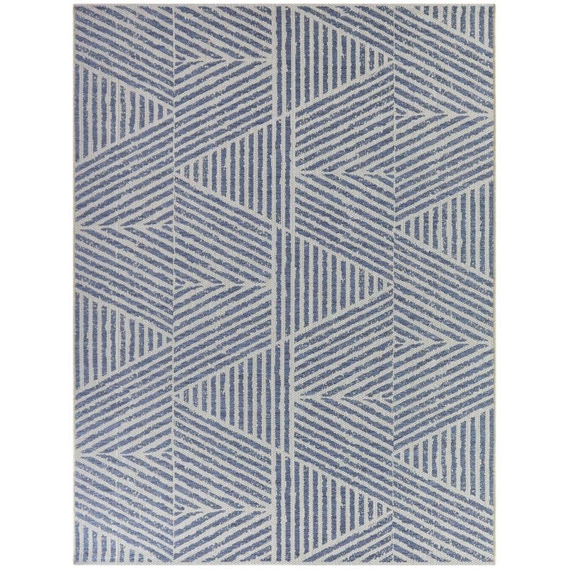 BALTA Darcy Blue 7 ft. 10 in. x 10 ft. Stripe Indoor/Outdoor Area Rug 3106388